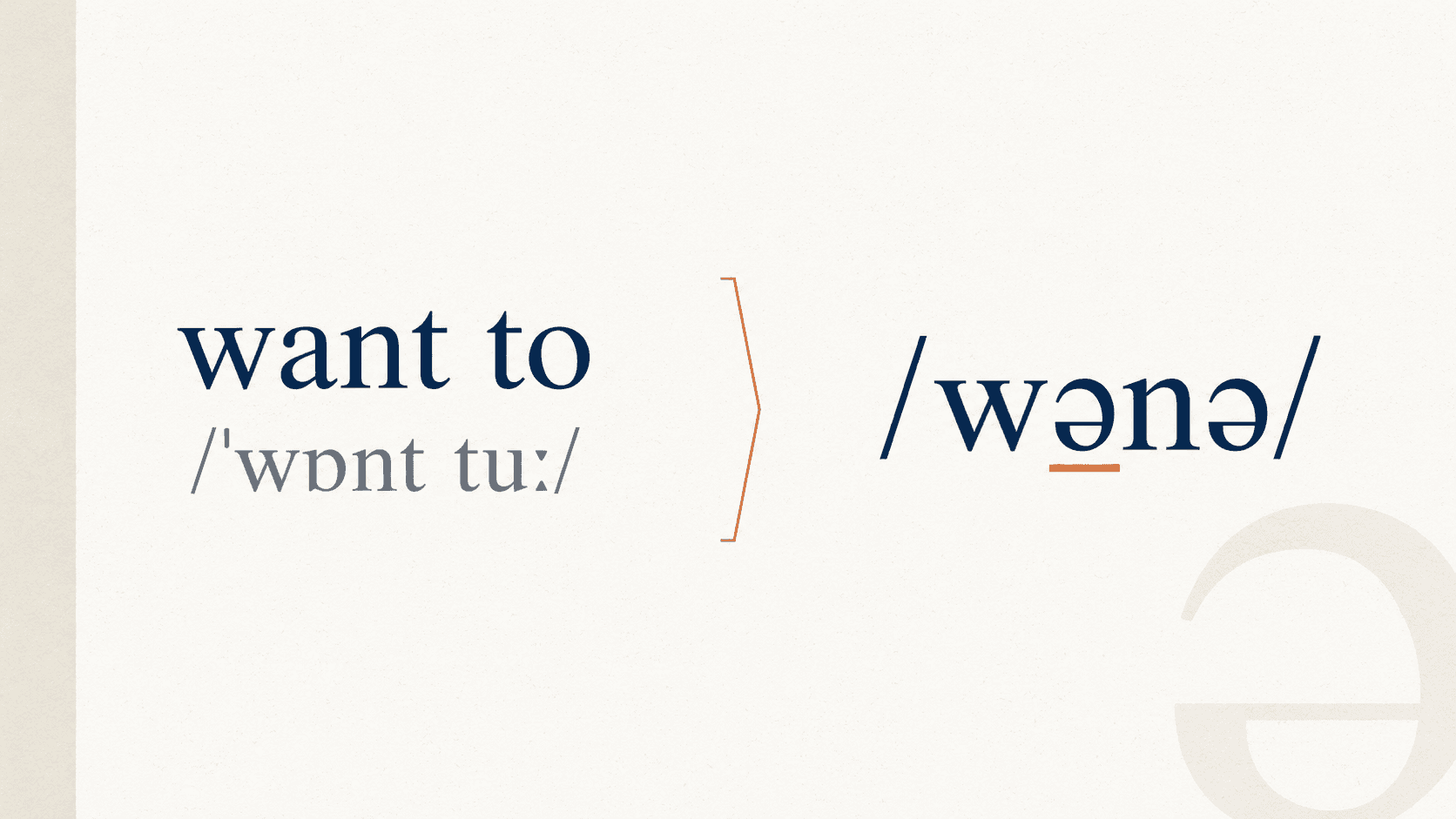 Pronunciation reduction from "want to" to /wənə/